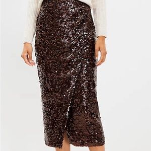 Loft Sequin Wrap Midi Skirt